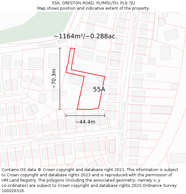 55A, ORESTON ROAD, PLYMOUTH, PL9 7JU: Plot and title map