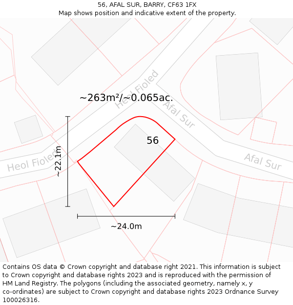 56, AFAL SUR, BARRY, CF63 1FX: Plot and title map