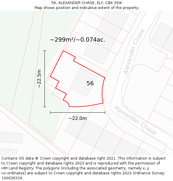 56, ALEXANDER CHASE, ELY, CB6 3SW: Plot and title map