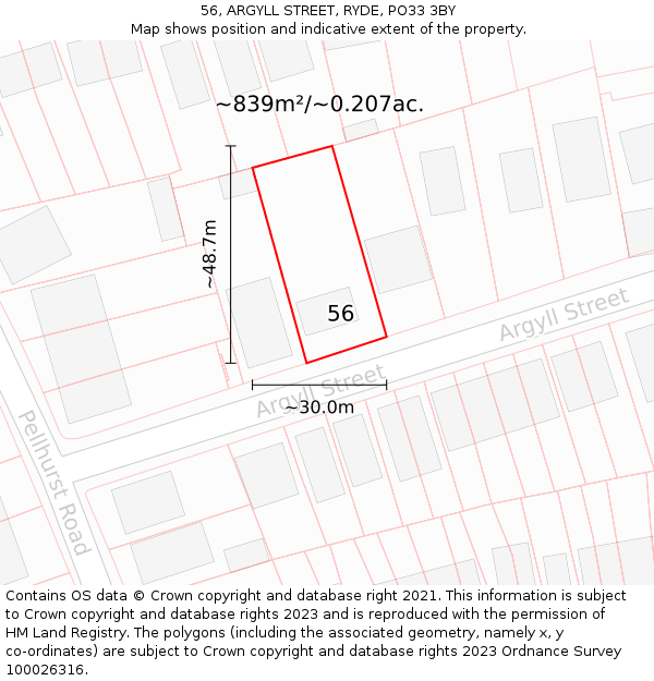 56, ARGYLL STREET, RYDE, PO33 3BY: Plot and title map