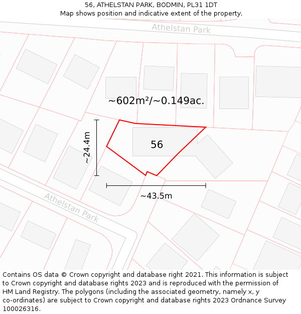 56, ATHELSTAN PARK, BODMIN, PL31 1DT: Plot and title map