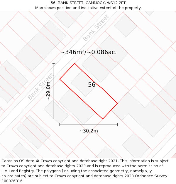 56, BANK STREET, CANNOCK, WS12 2ET: Plot and title map