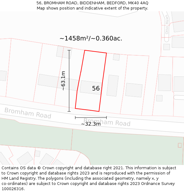 56, BROMHAM ROAD, BIDDENHAM, BEDFORD, MK40 4AQ: Plot and title map