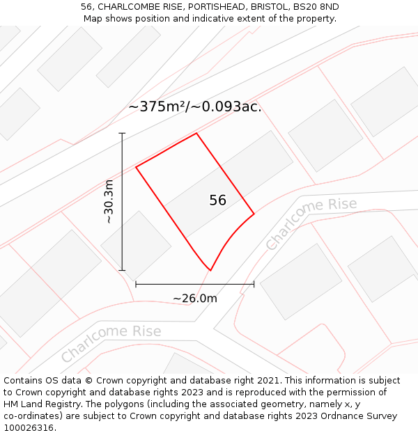 56, CHARLCOMBE RISE, PORTISHEAD, BRISTOL, BS20 8ND: Plot and title map