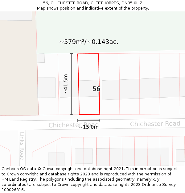 56, CHICHESTER ROAD, CLEETHORPES, DN35 0HZ: Plot and title map