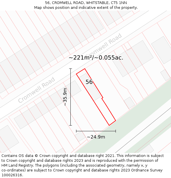 56, CROMWELL ROAD, WHITSTABLE, CT5 1NN: Plot and title map