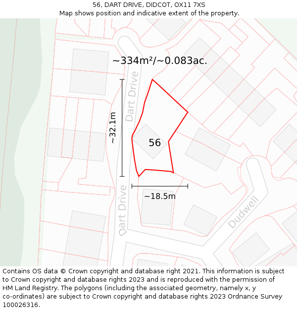 56, DART DRIVE, DIDCOT, OX11 7XS: Plot and title map