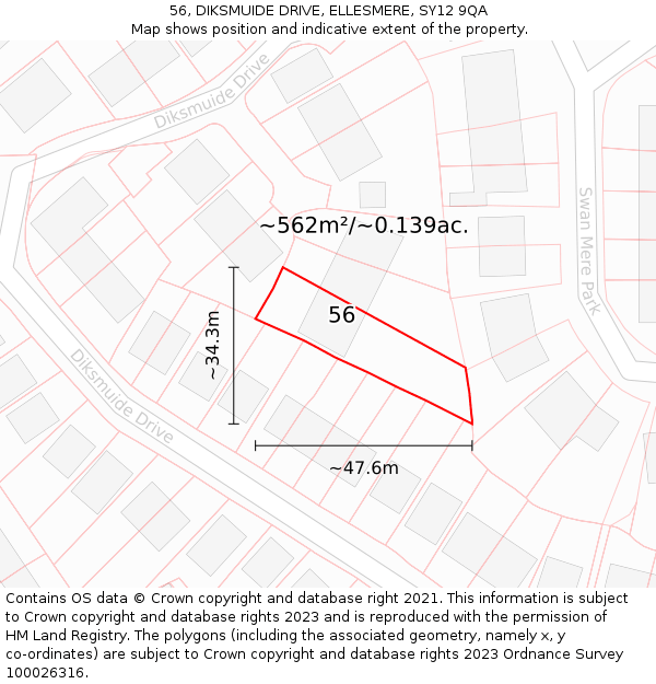 56, DIKSMUIDE DRIVE, ELLESMERE, SY12 9QA: Plot and title map