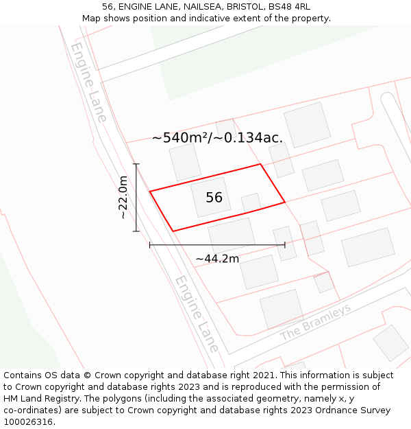 56, ENGINE LANE, NAILSEA, BRISTOL, BS48 4RL: Plot and title map