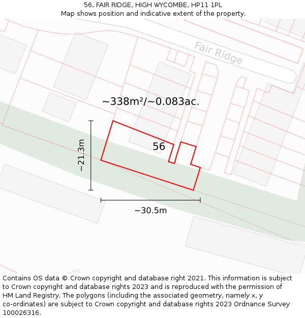 56, FAIR RIDGE, HIGH WYCOMBE, HP11 1PL: Plot and title map