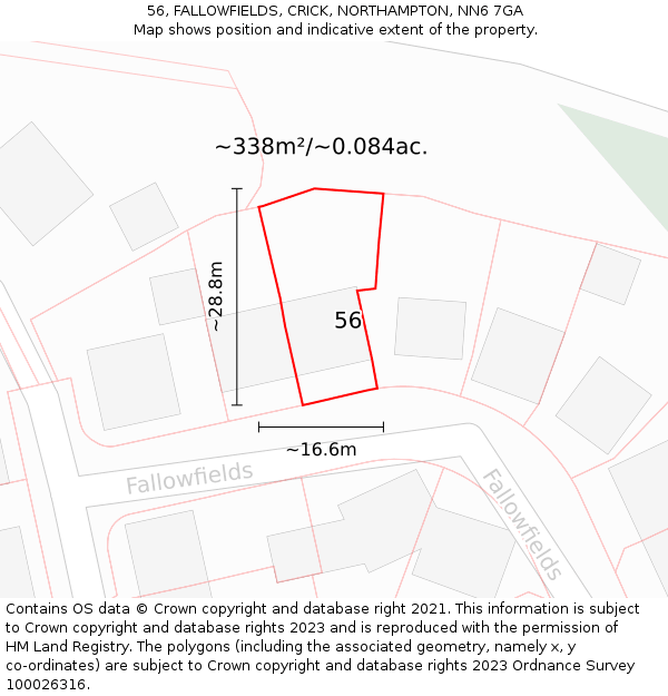 56, FALLOWFIELDS, CRICK, NORTHAMPTON, NN6 7GA: Plot and title map