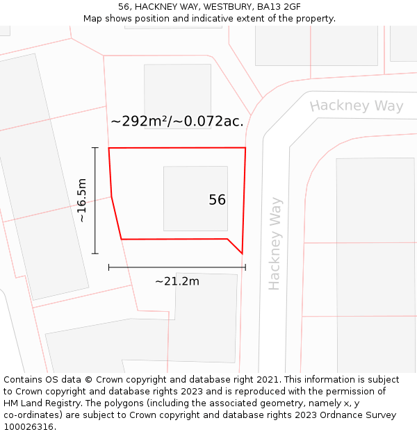 56, HACKNEY WAY, WESTBURY, BA13 2GF: Plot and title map