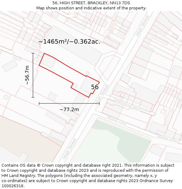 56, HIGH STREET, BRACKLEY, NN13 7DS: Plot and title map