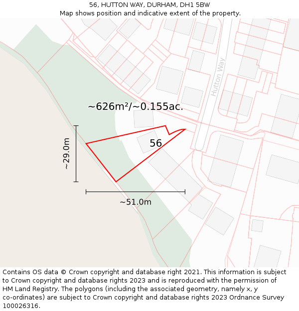 56, HUTTON WAY, DURHAM, DH1 5BW: Plot and title map