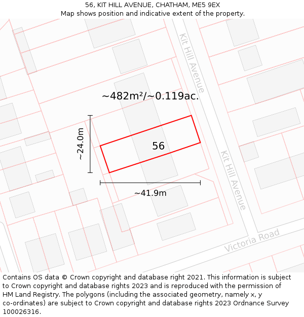 56, KIT HILL AVENUE, CHATHAM, ME5 9EX: Plot and title map