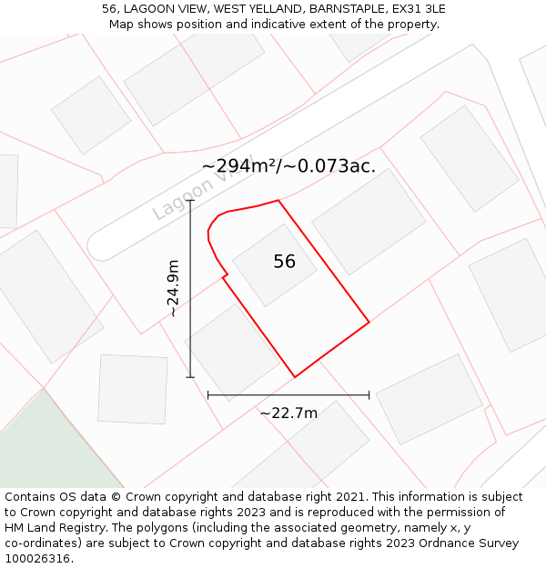 56, LAGOON VIEW, WEST YELLAND, BARNSTAPLE, EX31 3LE: Plot and title map