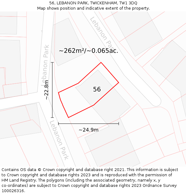 56, LEBANON PARK, TWICKENHAM, TW1 3DQ: Plot and title map