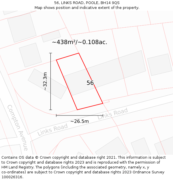 56, LINKS ROAD, POOLE, BH14 9QS: Plot and title map