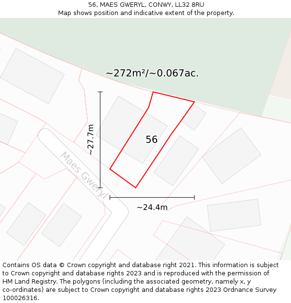 56, MAES GWERYL, CONWY, LL32 8RU: Plot and title map