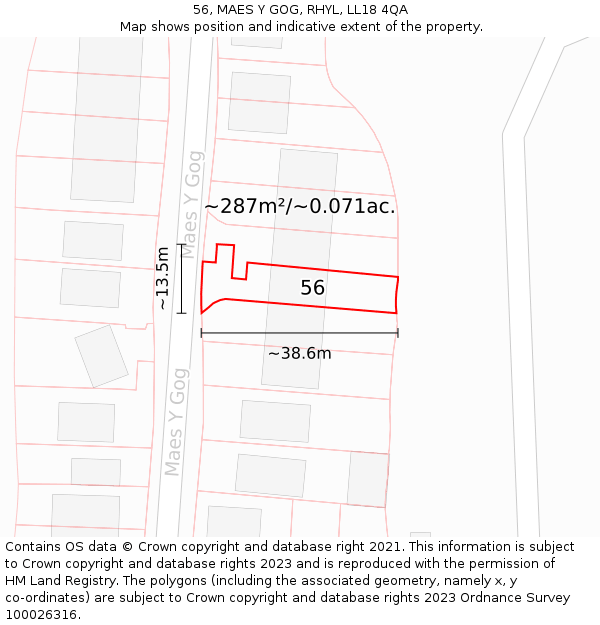 56, MAES Y GOG, RHYL, LL18 4QA: Plot and title map