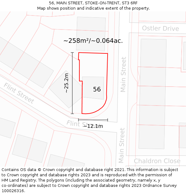 56, MAIN STREET, STOKE-ON-TRENT, ST3 6RF: Plot and title map