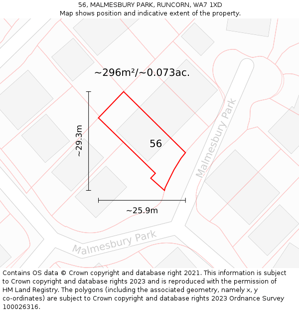 56, MALMESBURY PARK, RUNCORN, WA7 1XD: Plot and title map