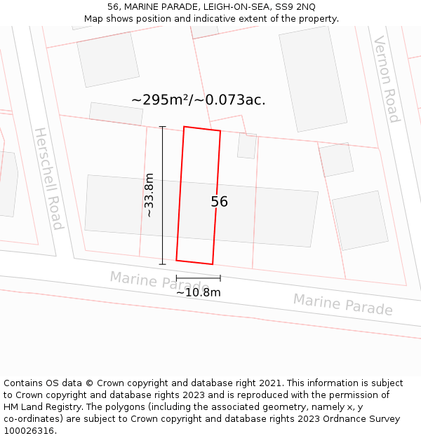 56, MARINE PARADE, LEIGH-ON-SEA, SS9 2NQ: Plot and title map