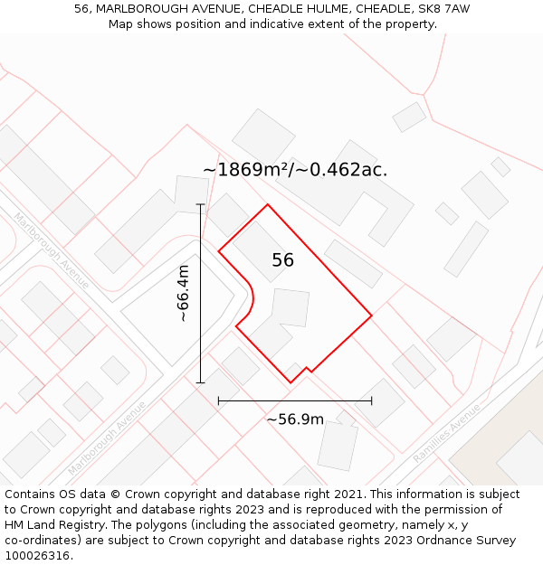 56, MARLBOROUGH AVENUE, CHEADLE HULME, CHEADLE, SK8 7AW: Plot and title map