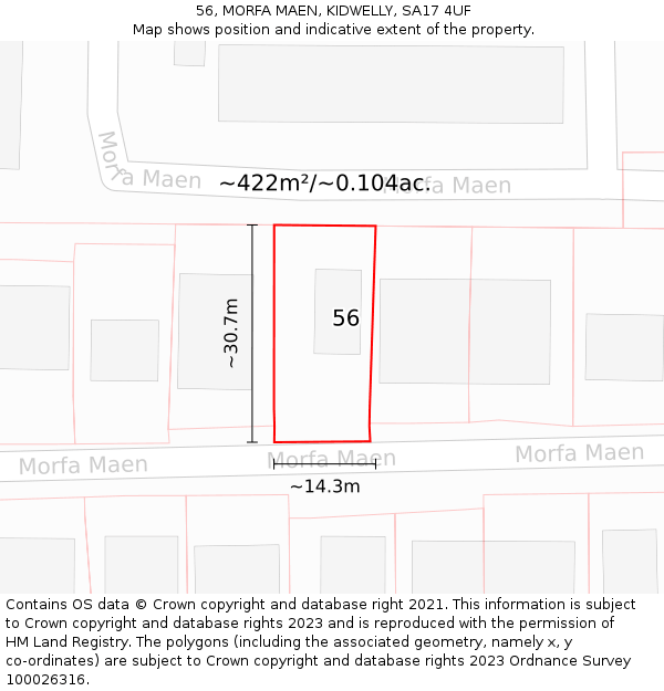 56, MORFA MAEN, KIDWELLY, SA17 4UF: Plot and title map