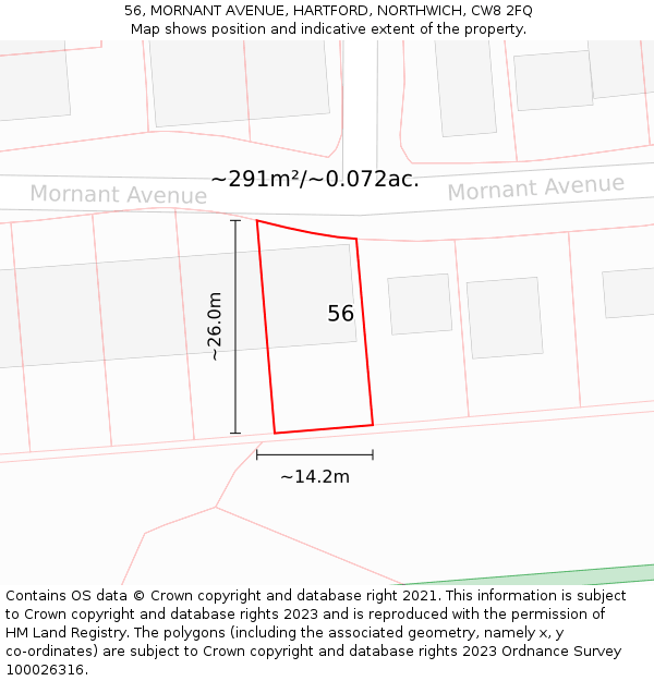 56, MORNANT AVENUE, HARTFORD, NORTHWICH, CW8 2FQ: Plot and title map