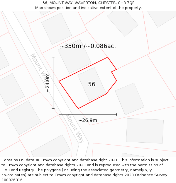 56, MOUNT WAY, WAVERTON, CHESTER, CH3 7QF: Plot and title map