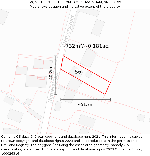 56, NETHERSTREET, BROMHAM, CHIPPENHAM, SN15 2DW: Plot and title map