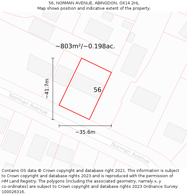 56, NORMAN AVENUE, ABINGDON, OX14 2HL: Plot and title map