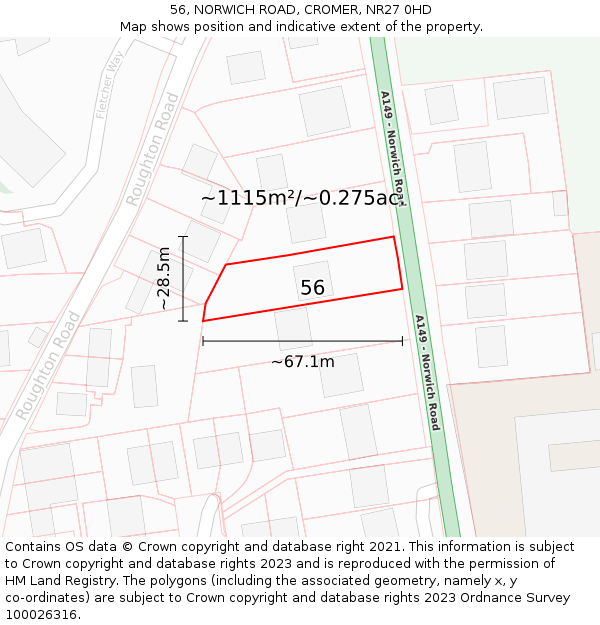 56, NORWICH ROAD, CROMER, NR27 0HD: Plot and title map