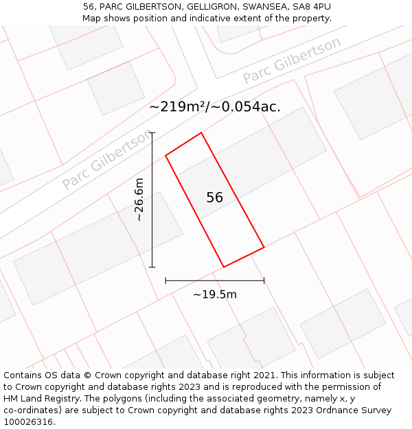 56, PARC GILBERTSON, GELLIGRON, SWANSEA, SA8 4PU: Plot and title map