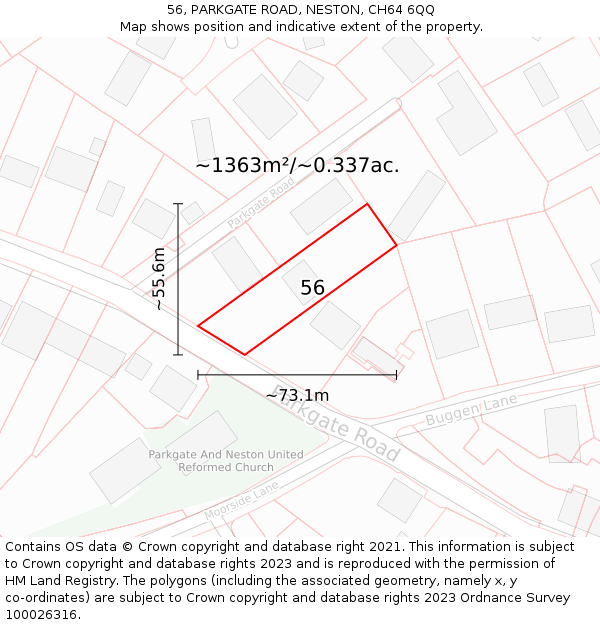 56, PARKGATE ROAD, NESTON, CH64 6QQ: Plot and title map