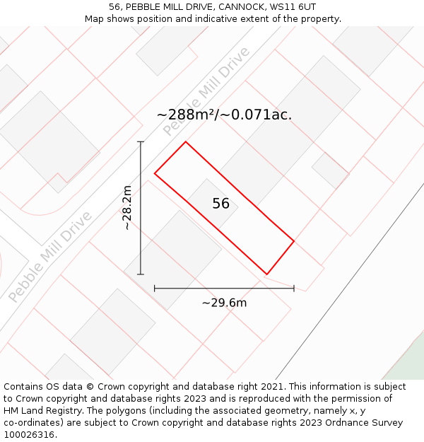 56, PEBBLE MILL DRIVE, CANNOCK, WS11 6UT: Plot and title map