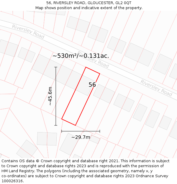 56, RIVERSLEY ROAD, GLOUCESTER, GL2 0QT: Plot and title map