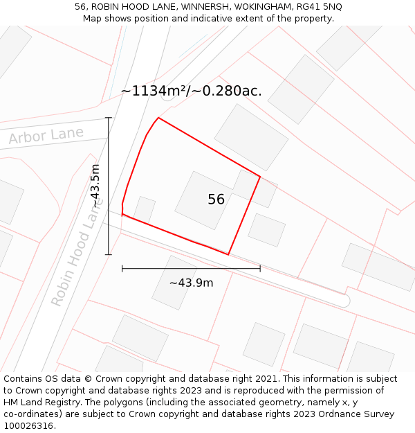 56, ROBIN HOOD LANE, WINNERSH, WOKINGHAM, RG41 5NQ: Plot and title map