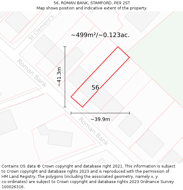 56, ROMAN BANK, STAMFORD, PE9 2ST: Plot and title map