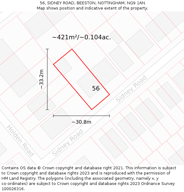 56, SIDNEY ROAD, BEESTON, NOTTINGHAM, NG9 1AN: Plot and title map