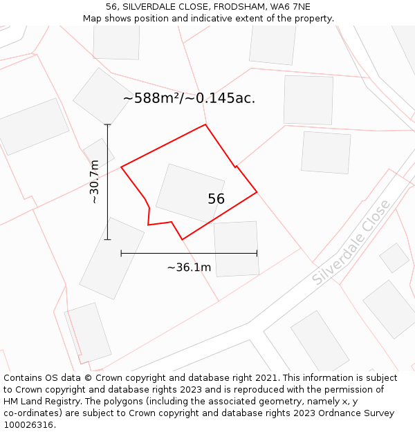 56, SILVERDALE CLOSE, FRODSHAM, WA6 7NE: Plot and title map