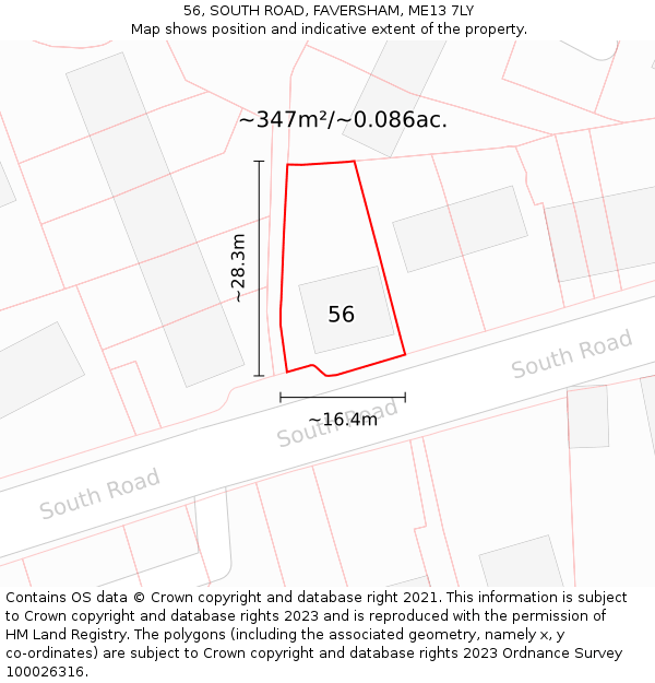 56, SOUTH ROAD, FAVERSHAM, ME13 7LY: Plot and title map