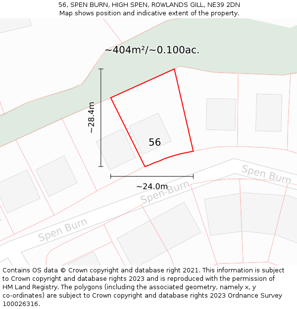 56, SPEN BURN, HIGH SPEN, ROWLANDS GILL, NE39 2DN: Plot and title map