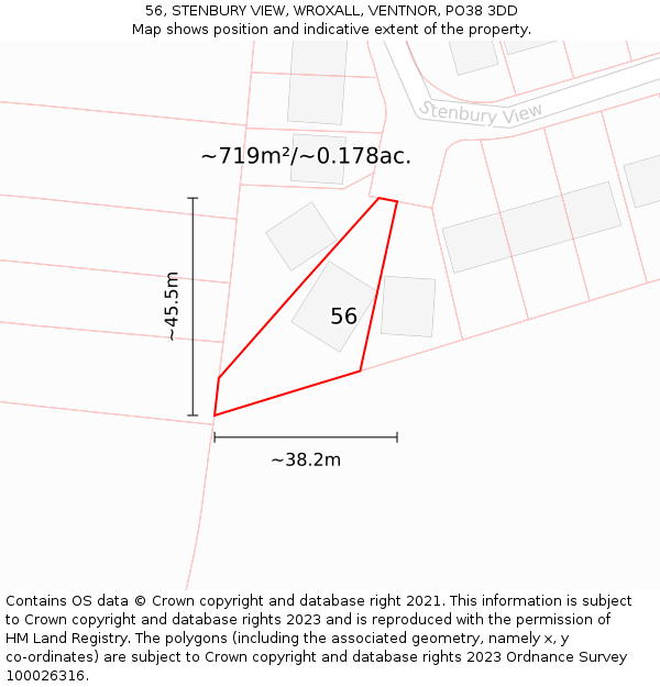 56, STENBURY VIEW, WROXALL, VENTNOR, PO38 3DD: Plot and title map