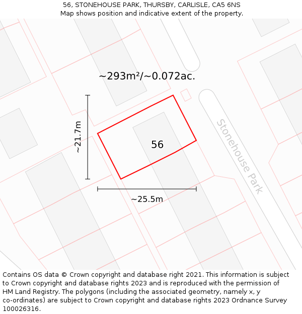 56, STONEHOUSE PARK, THURSBY, CARLISLE, CA5 6NS: Plot and title map