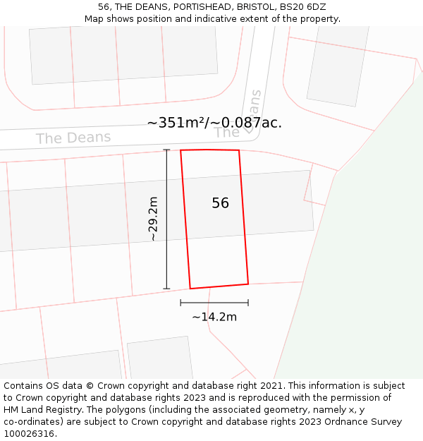 56, THE DEANS, PORTISHEAD, BRISTOL, BS20 6DZ: Plot and title map