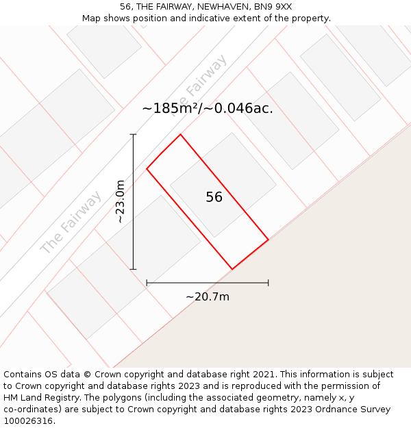 56, THE FAIRWAY, NEWHAVEN, BN9 9XX: Plot and title map