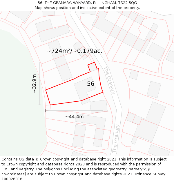 56, THE GRANARY, WYNYARD, BILLINGHAM, TS22 5QG: Plot and title map