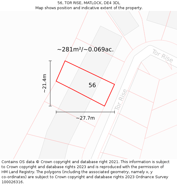 56, TOR RISE, MATLOCK, DE4 3DL: Plot and title map